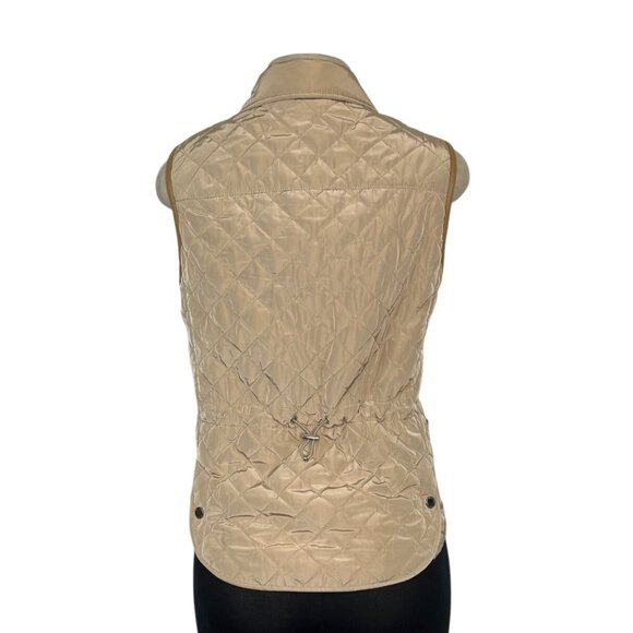 Massimo Dutti Womens Quilted Tan Vest Outerwear Button Closure & Pockets Size M - Picture 2 of 7